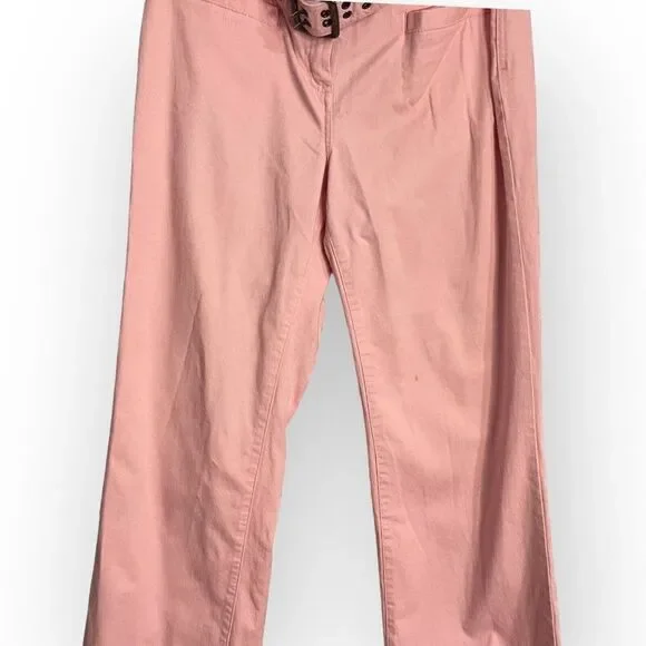 Tommy Hilfiger Belted Straight Leg Pants Womens 10 Pockets Y2K Barbiecore Casual - Picture 2 of 14